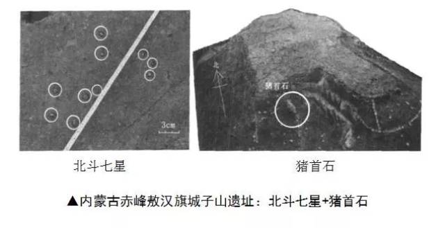 第二硬證:城子山遺址的北斗七星祭壇和正南方向的豬首石.