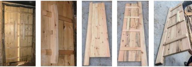 分别举例实榻大门,攒边门(棋盘门),撒带门,屏门为例 实榻大门门钉,穿