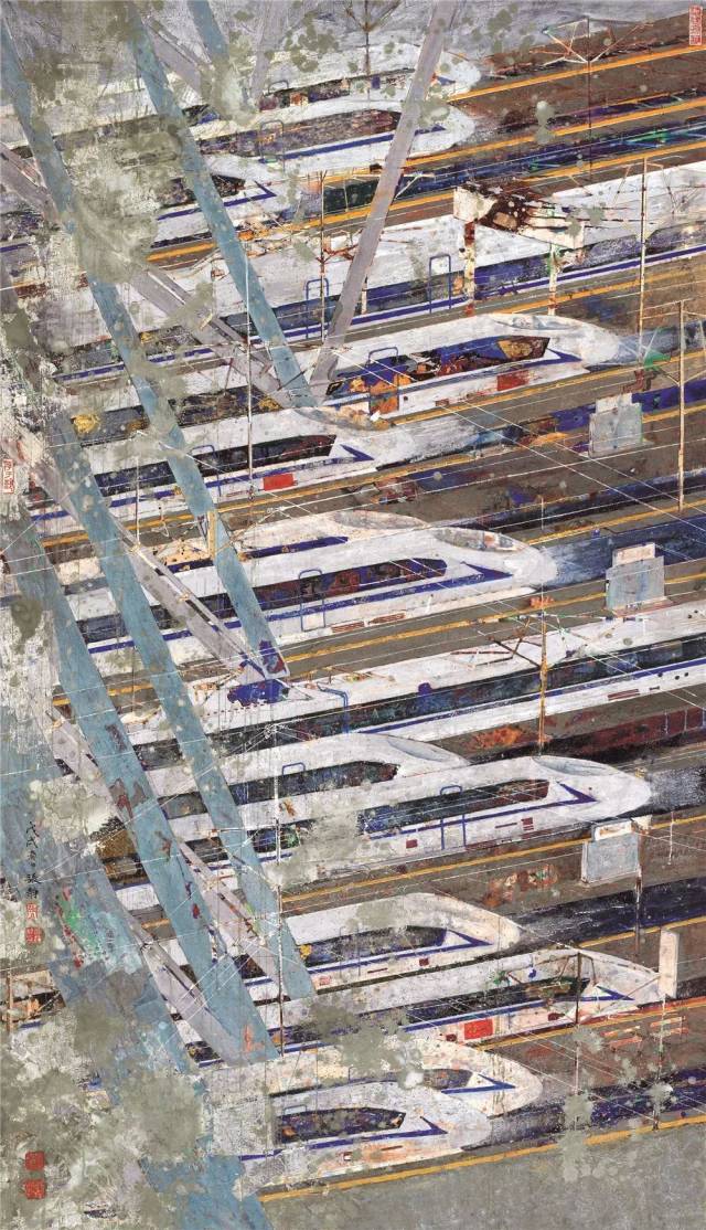 张静 中国速度 中国画 广东 210cm×120cm