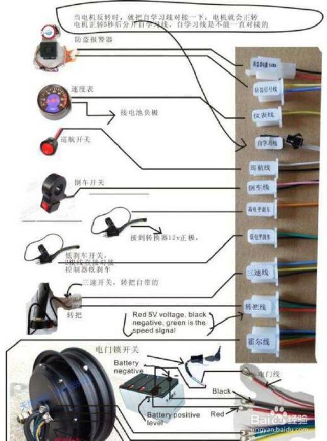 电动车控制器尾灯接线图片