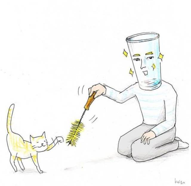 从你家的杯刷…… 如果是猫咪去运动 那最好的沙包就是—— 逗猫棒!