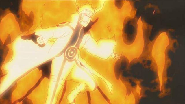 第四张: 在第四次忍界大战时,鸣人与九尾和解,终于开启了完全的九尾