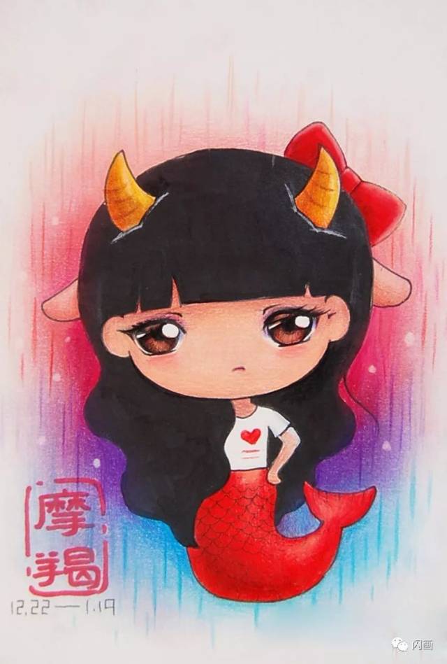 12星座可爱画风的彩铅画,求带走!