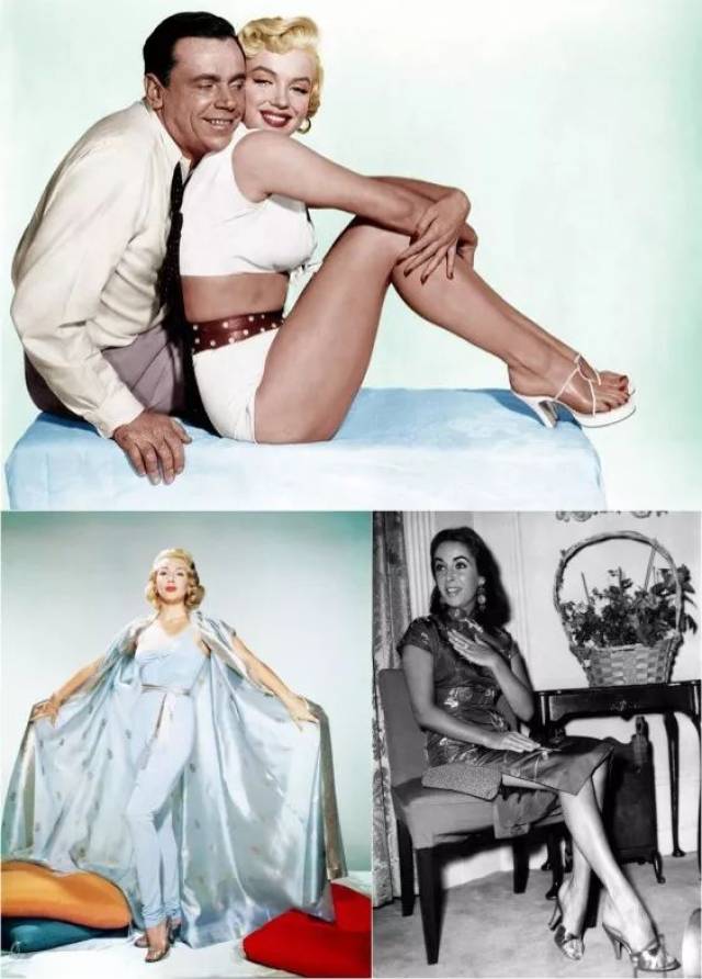 (上)玛丽莲梦露,(下右)伊丽莎白·泰勒,(下左)莱娜·特纳