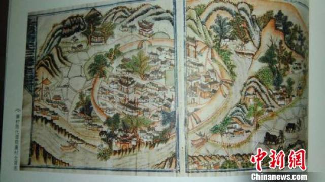 廉村陈氏族谱刊载的廉村全景图. 陈秀容 摄