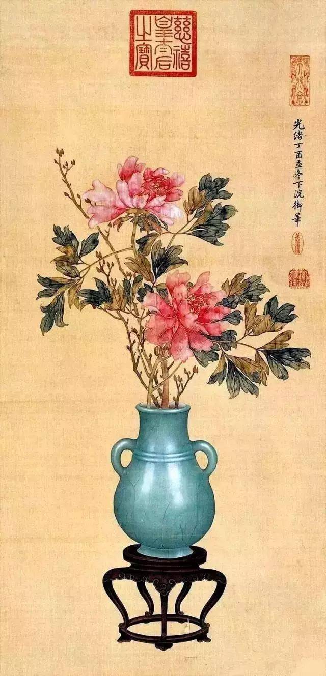 中国画・慈禧太后 花瓶宮花屏 四尺中堂 掛け軸／防偽仕様 中国画・慈禧太后 花瓶宮花屏 四尺中堂 掛け軸／防偽仕様 慈禧太后的传世
