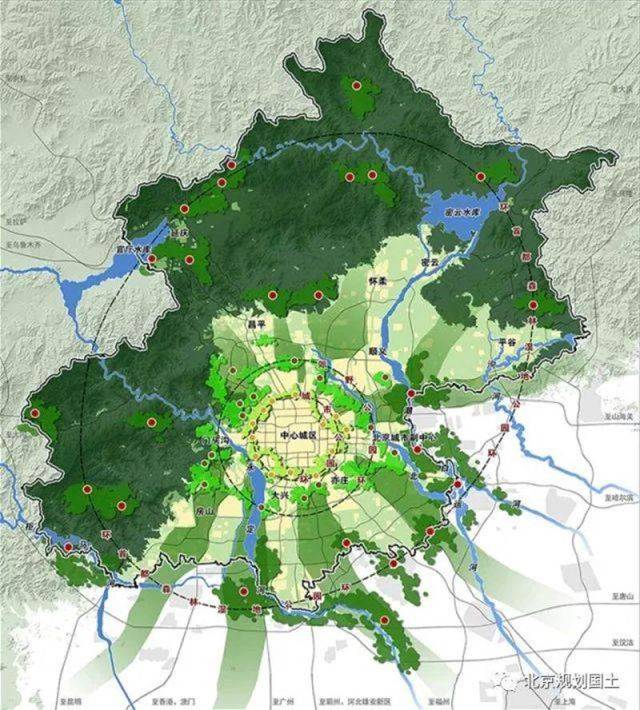 北京市市域绿色空间结构规划示意图