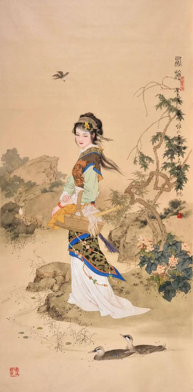 【国画】工笔重彩人物画赏析(8幅大图) 兰质蕙心, 貌美如花