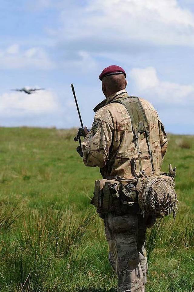 伞兵们在树林内搜索和消灭潜伏的敌人.