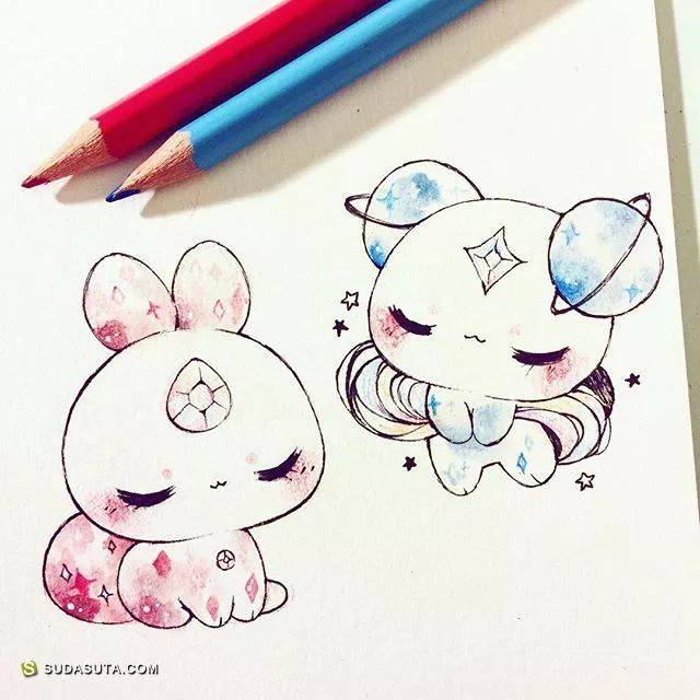 插画师-爱画可爱萌物的加拿大艺术家:birduyen,贴纸也是好帮手.