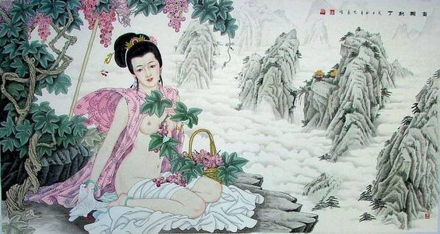 肉筆 美人画 水墨画 中国画?-