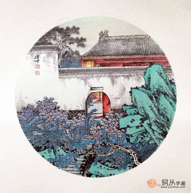 美品　在銘　山水画 申凌翔四尺三开《江山秋霞图》 广西山水画名家- 写意山水画- 99