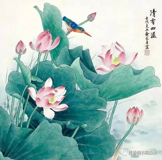 张大千入室女弟子｜俞致贞画荷，清秀怡人，飘香万里！_搜狐网