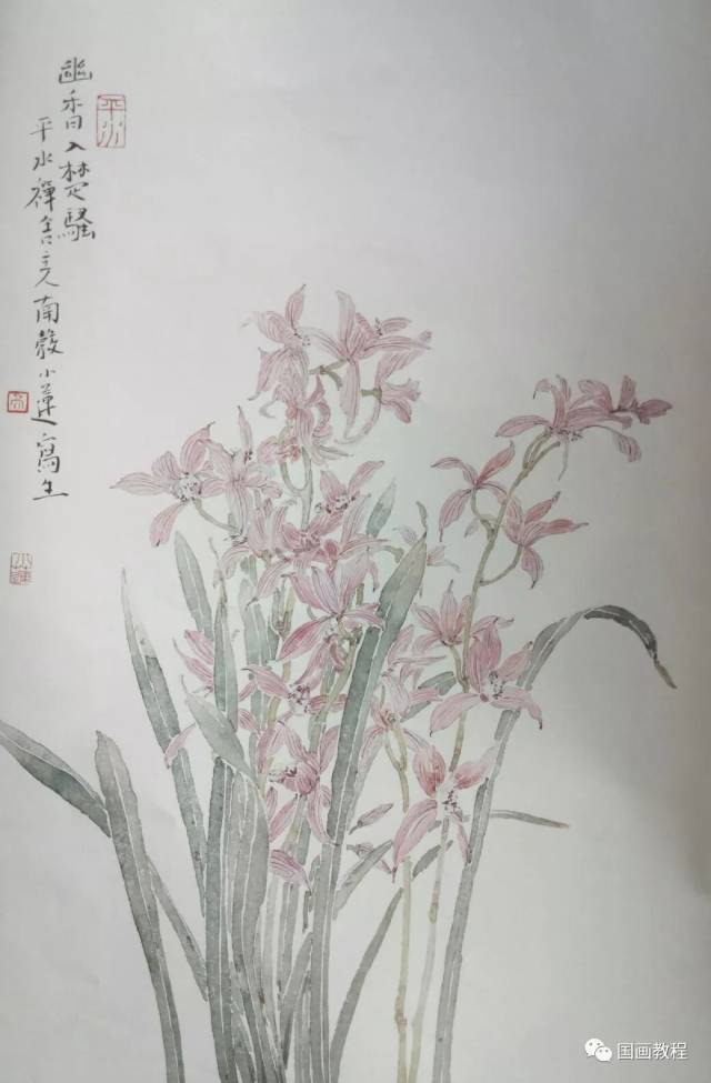 设色没骨草本花卉—《兰花》步骤详解