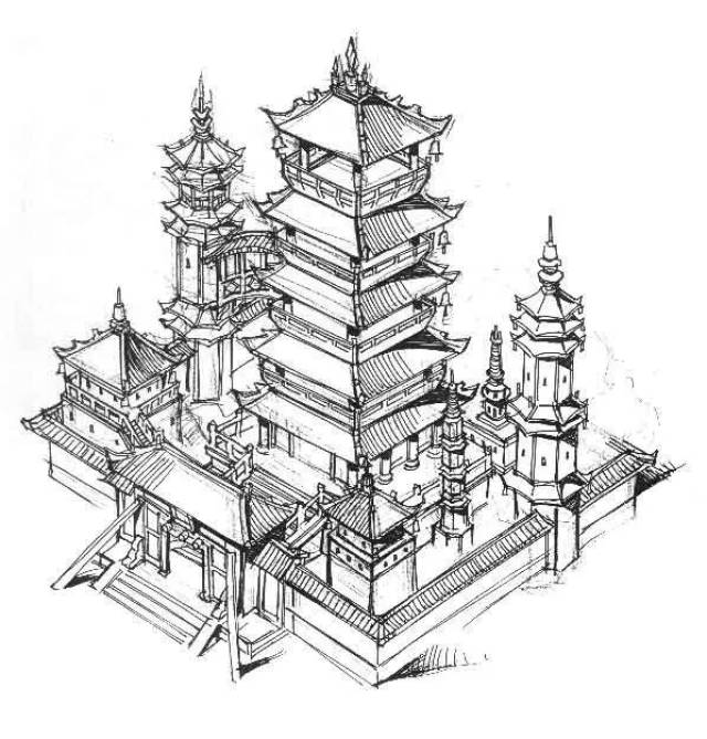 这么美这么全的古风建筑线稿,你不想点开看一下?