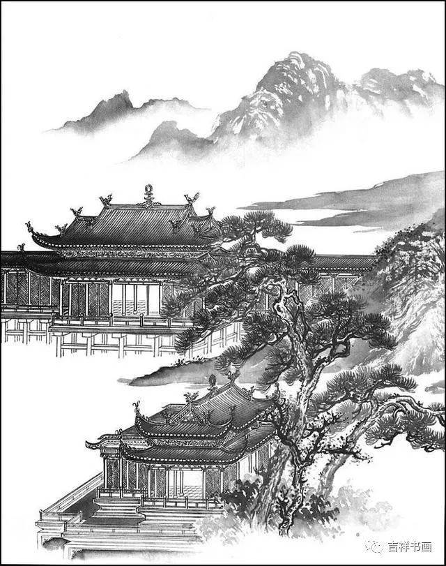 白描山水风景,感受黑白静宁的艺术!