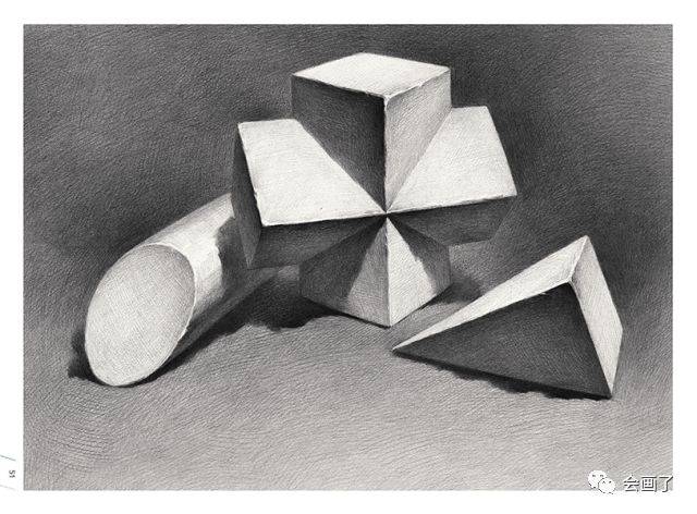 从结构与明暗入手,多步骤示范;第三部分为几何形体组合训练;第四部分