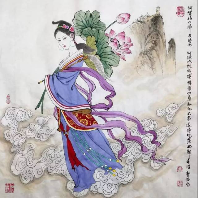 当代书画大师齐声怡,念传说中仙姑善举,以古典工笔画法,使何仙姑在