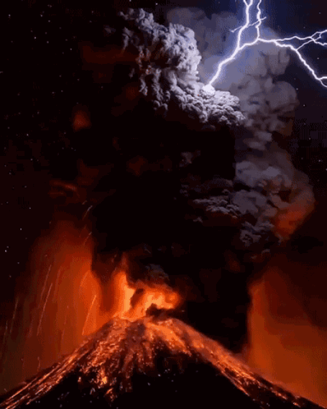 火山喷发动图表情图片
