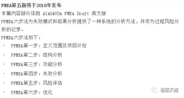 FMEA第五版: 新版 PFMEA六步法解析