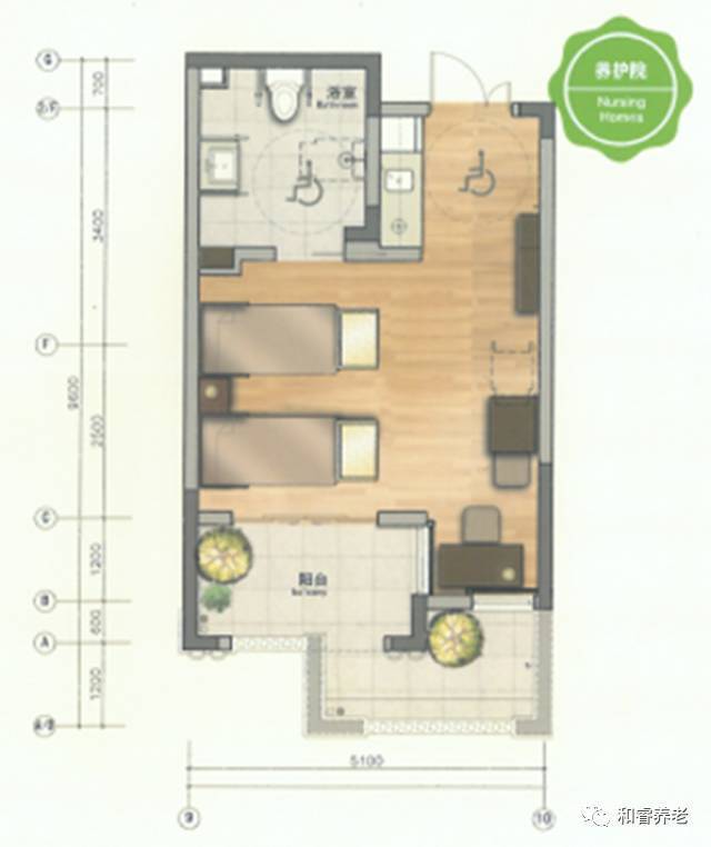 养老院:建筑面积14736.
