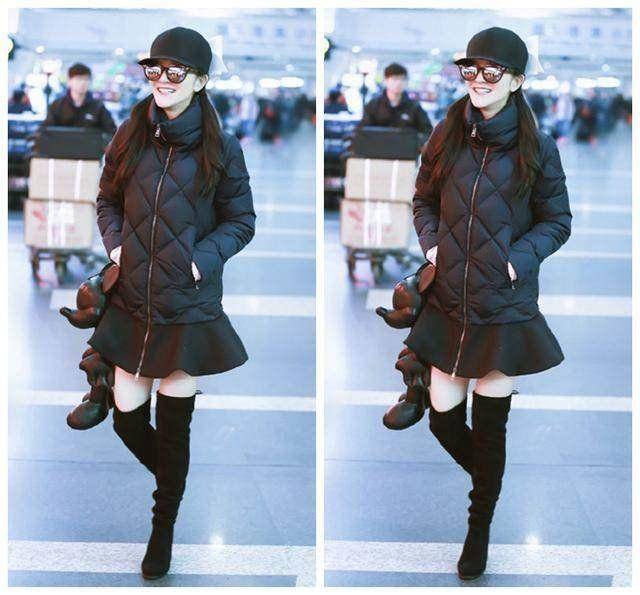 谢娜李沁同样穿网格棉袄,一个似女神,一个似路人!