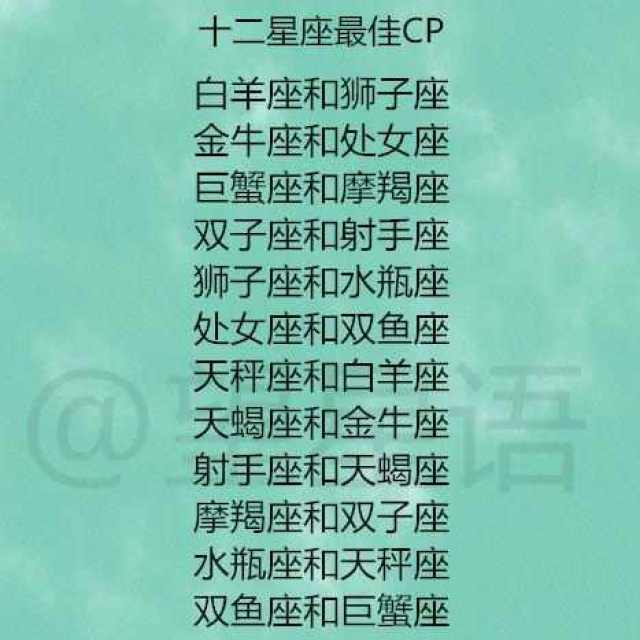 十二星座最佳cp配对