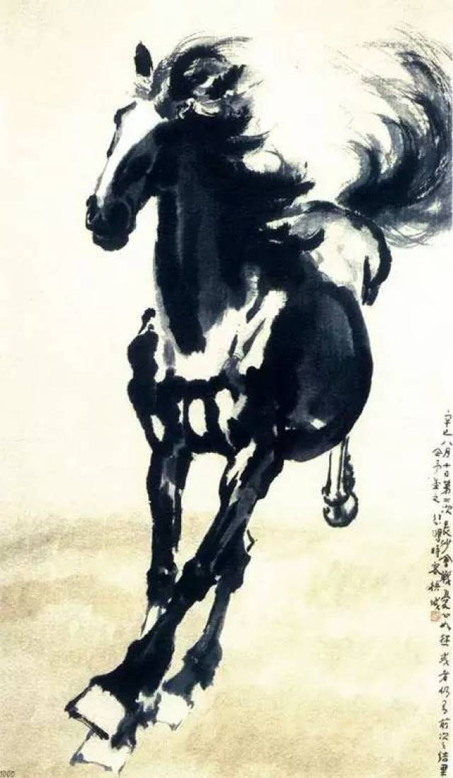 徐悲鴻 水墨画 書画 中国美術 掛軸 栄豊齋木版水印 マホガニー破風F10
