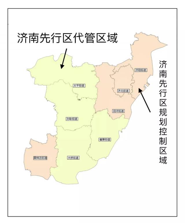 月牙壩)劃歸天橋區大橋街道辦事處代管;將大橋街道辦事處及濟陽縣崔寨