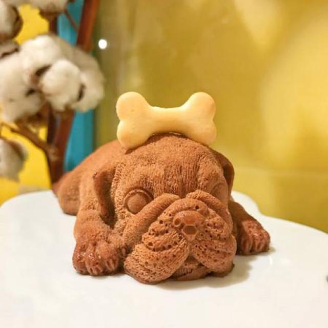 超萌犬蛋糕你舍得吃吗?英国斗牛犬巧克力慕斯在台中