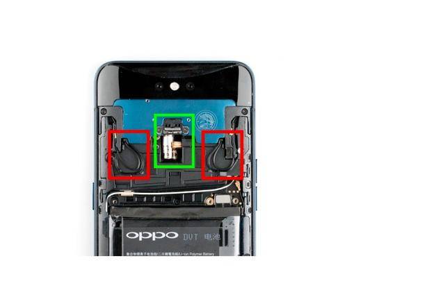 可以看到这个oppo史无前例设计的精妙之处,比如前置摄像头,同轴天线等