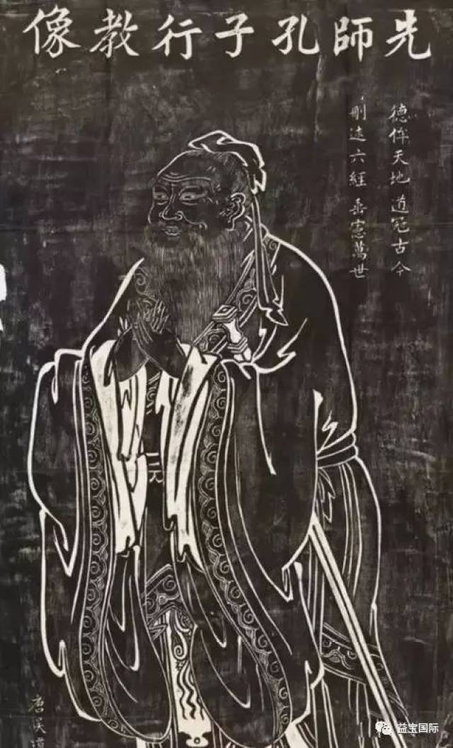 相传上端的鸠鸟为不噎鸟 唐代吴道子《先师孔子行教像 这