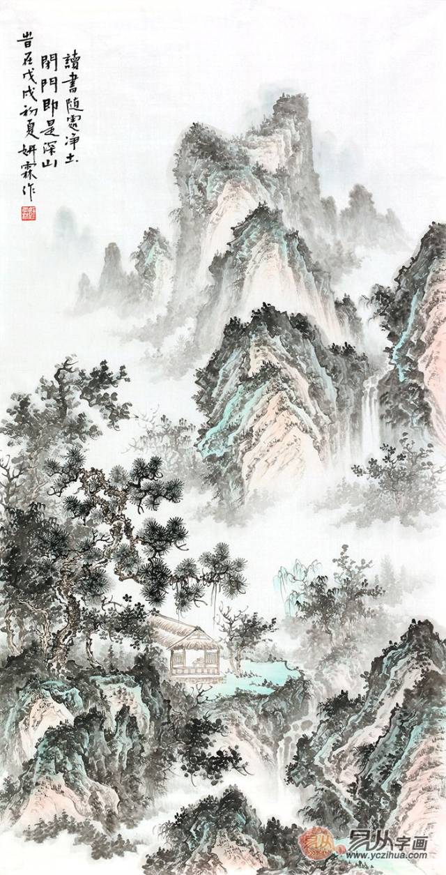 写意竖幅山水画装饰最合适!