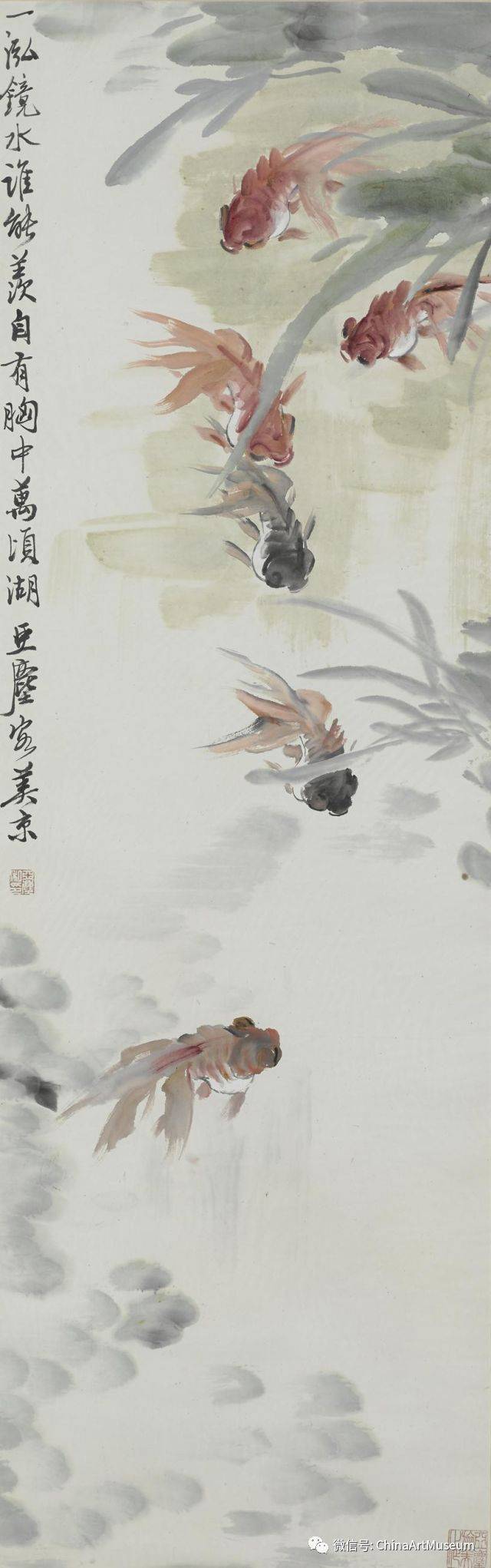 中国作家 汪亞塵 肉筆画 金魚 中国美術 汪亞塵 肉筆画 金魚 汪亚尘金鱼