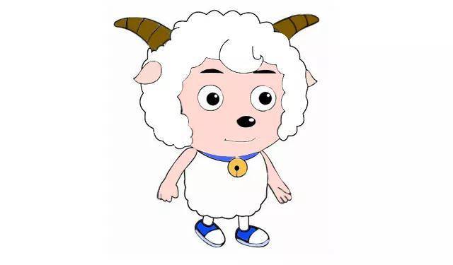 第八步:最后给喜羊羊涂上颜色,毛发都是白色的,需要涂的就是羊角,耳朵