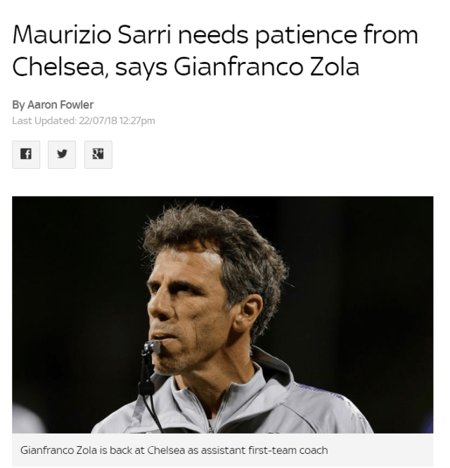 佐拉:对萨里要有耐心,他会满足大家的期望