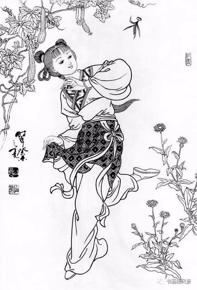 劉公華白描仕女圖 來源:書畫新風暴 文章均源自作者原創稿件及互聯網