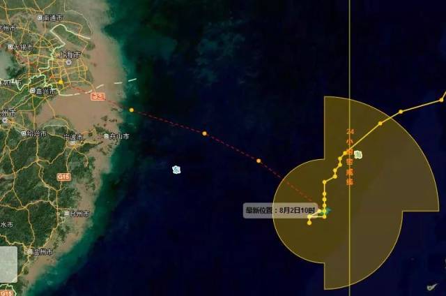 上海中心氣象臺今天12時00分發布颱風黃色預警信號:受今年第12號颱風