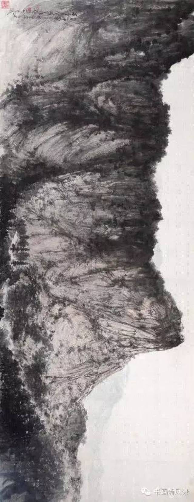 抱石皴山石示范图,抱石皴怎样画,傅抱石水墨画_大山谷图库
