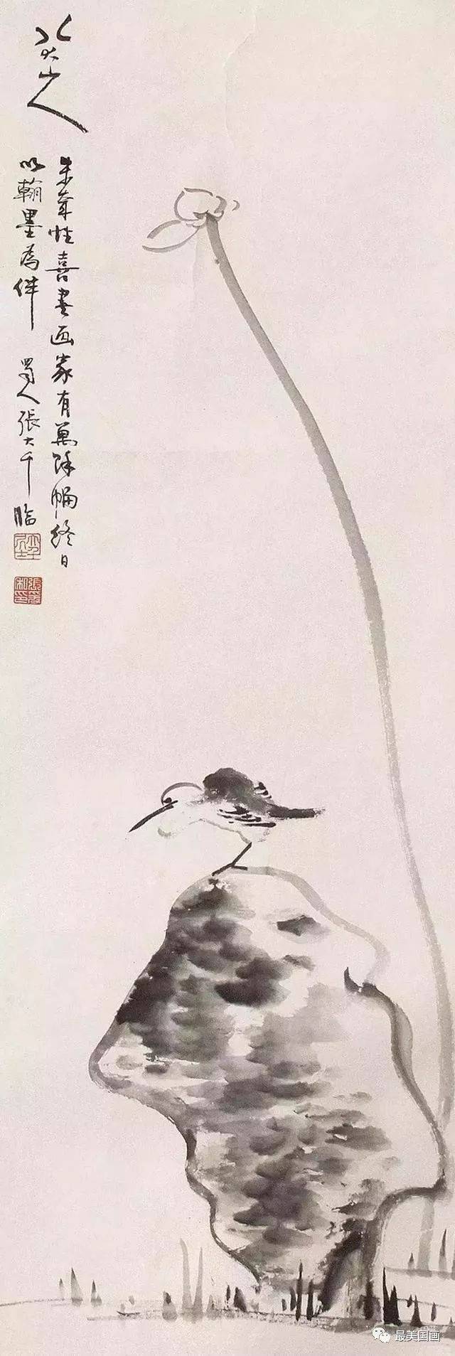 八大山人花鳥畫一花一鳥皆是悲啼