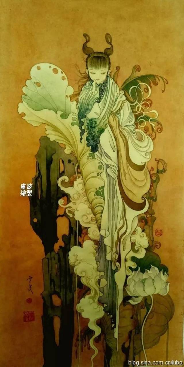 插画师卢波-释放工笔被囚禁的美丽, 哪怕是一片羽毛,也要有自己的飞扬