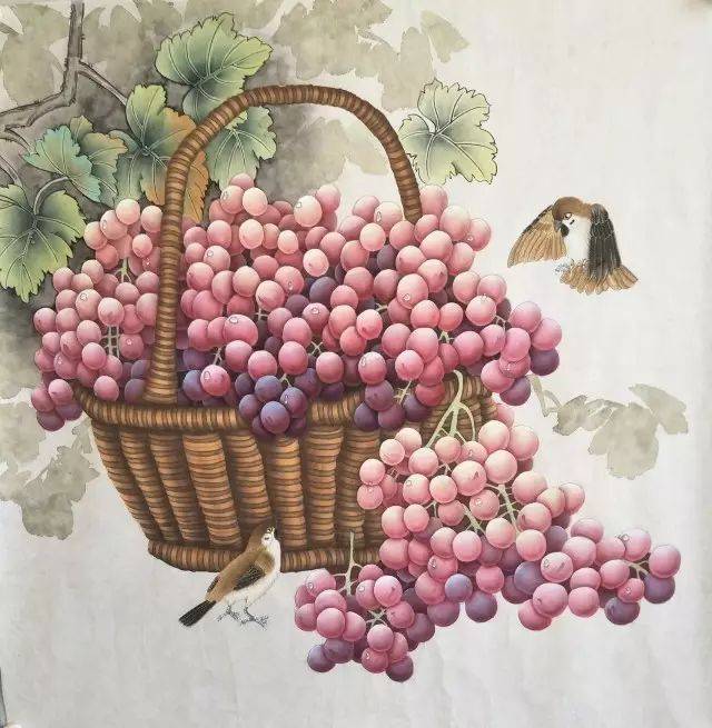 【国画技法】工笔画技法双色葡萄的绘制过程