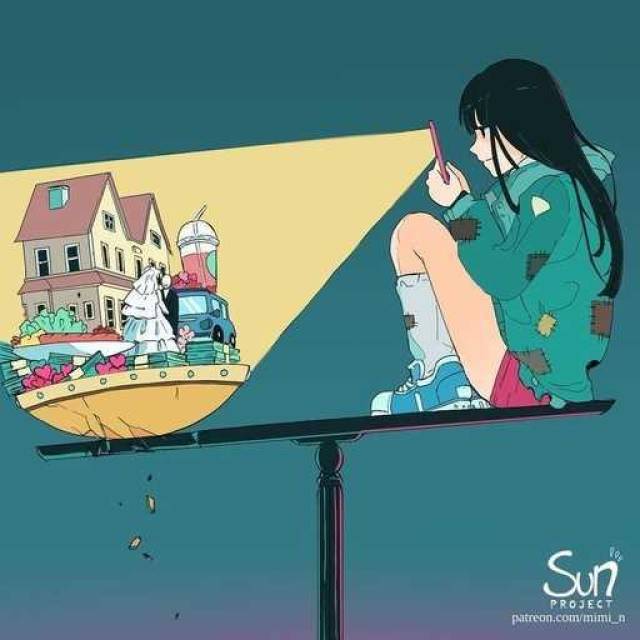 日本艺术家mimi n是个插画师,她非常擅长用插画表现许多目前社会的