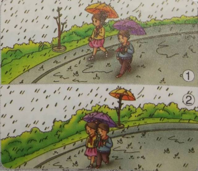 看图写话撑伞 雨中图片