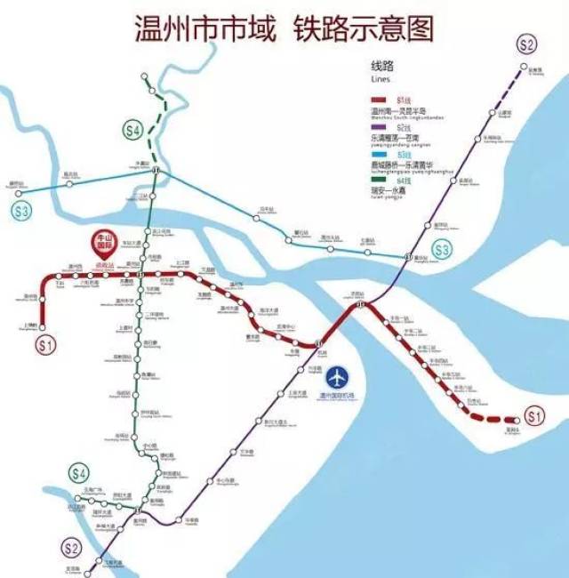 温州市s1线路线图图片