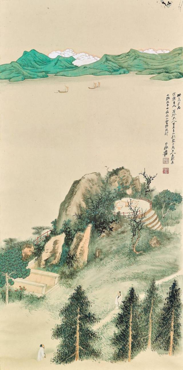 张大千青绿山水精品《青山别墅》欣赏_手机搜狐网