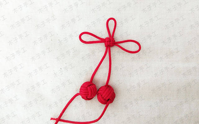 樱桃红绳耳环编织图文教程