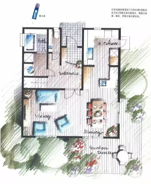 手绘彩铅绘制平面技巧!