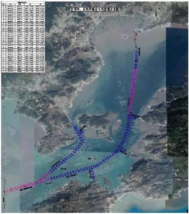 霞浦縣官井洋,東吾洋漁業專用航道建示意圖