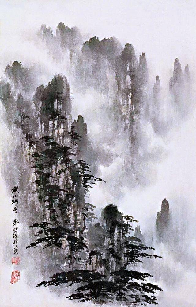 中国山水画黄山云海图片